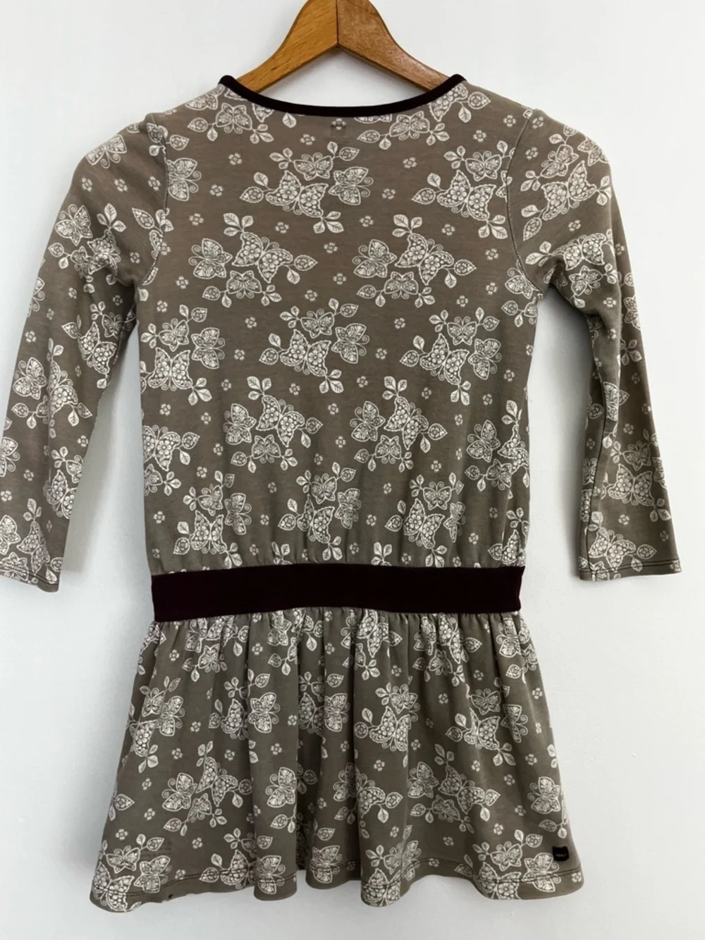 Tea Collection Girls 7 Floral Butterflies Fit & Flare Long Sleeve Dress Cotton